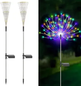 Outdoor Solar Fireworks Light 150LED 8 Lighting Mode Sensor Light Waterproof Garden Decoration Courtyard Passage Christmas, Halloween, Party, Wedding, (Option: 12pcs)