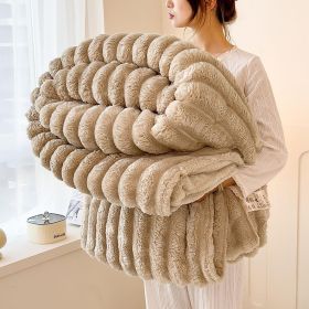 Luxurious Faux Rabbit Fur Blanket - Soft, Warm, And Comfortable, Perfect For Sofas, Beds, Offices, And Travel - A Versatile, All-season Gift And A Gre (Option: Khaki-40in X 62in100 X 150cm)