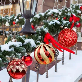 6''/150mm Large Christmas Ball Ornaments, 4Pcs Christmas Tree Decor, Shatterproof Hanging Decorations With Hooks, White & Silver Baubles For Xmas Tree (Option: RedGold)